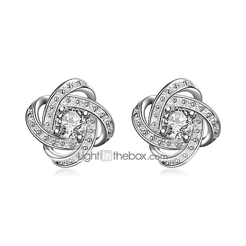 

Women's Diamond Cubic Zirconia Stud Earrings Geometrical Ladies Basic Zircon Silver Plated Earrings Jewelry Silver For Daily Office & Career