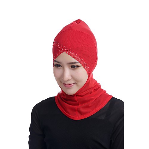 

Women's Basic Hijab - Jacquard / Solid Colored Beaded / Mesh