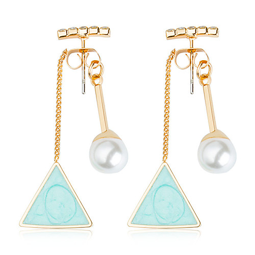 

Women's Turquoise Drop Earrings Geometrical Long Ball Aquarius Ladies Fashion western style Crystal Imitation Pearl Resin Earrings Jewelry Light Blue For Wedding Party / Evening