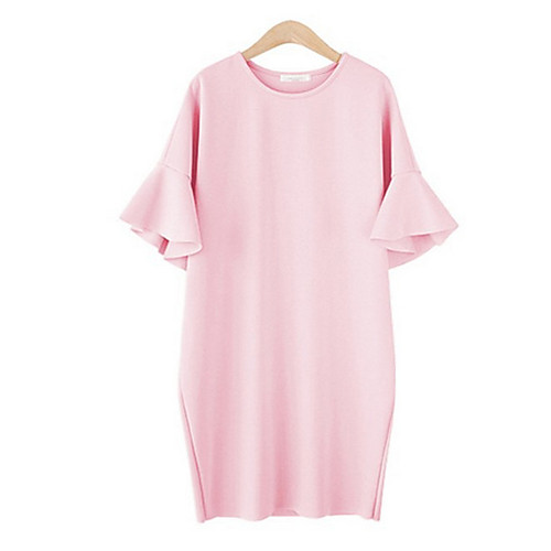 

Women's Loose Short Mini Dress White Black Blue Yellow Blushing Pink Half Sleeve Dusty Rose Solid Colored Spring Round Neck Basic S M L XL XXL 3XL 4XL 5XL / Plus Size
