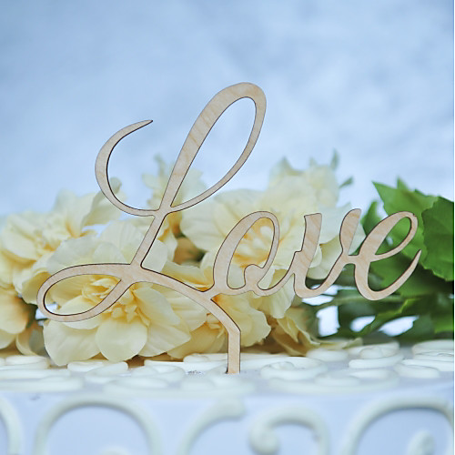 

Cake Topper Classic Theme Wedding Cut Out Wooden/Bamboo Wedding Birthday with Sided Hollow Out 1 OPP