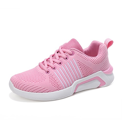 

Women's Sneakers Flat Heel Round Toe Comfort Walking Shoes Knit Synthetic Microfiber PU Solid Colored Summer Black Pink Gray