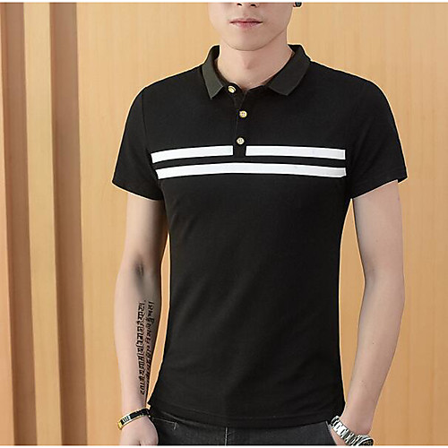 

Men's T shirt Striped Print Short Sleeve Daily Tops Basic White Black Gray