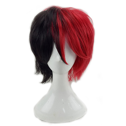 

Synthetic Wig Curly Curly Layered Haircut Wig Short Black / Rose Red Synthetic Hair Men's Natural Hairline Red Black hairjoy