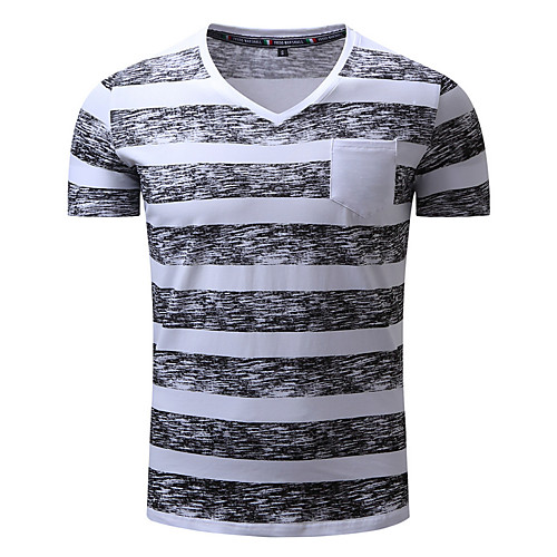 

Men's T shirt Striped Solid Colored Short Sleeve Daily Tops Cotton Active Black Red