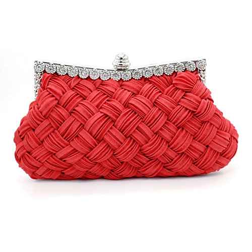 

Women's Crystals Satin Evening Bag Black / Sillver Gray / White