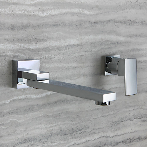 

Bathroom Sink Faucet - FaucetSet / Wall Mount Chrome Wall Mounted Single Handle Two HolesBath Taps