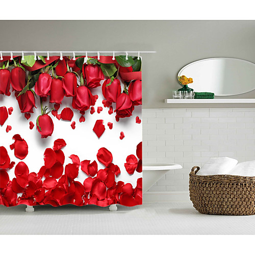 

Shower Curtains & Hooks Red Modern Polyester Waterproof