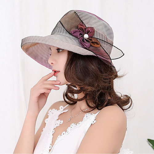 

Women's Sun Hat Lace Vintage - Solid Colored Lace Purple Beige