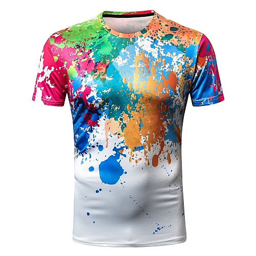 

Men's T shirt Geometric Short Sleeve Sports Tops Streetwear White