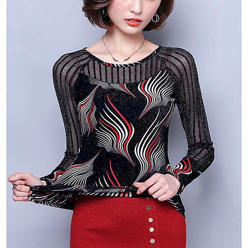 

Women's Blouse Solid Colored Long Sleeve Daily Tops White Red