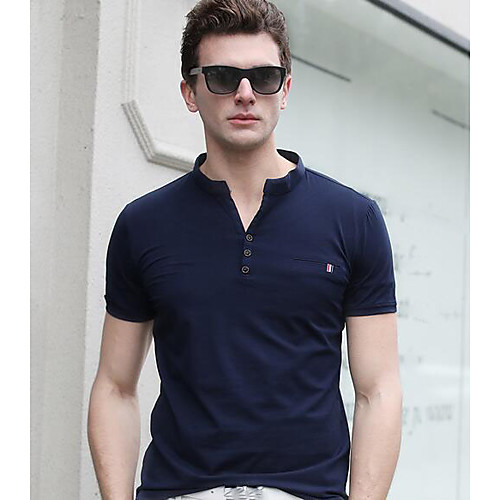 

Men's T shirt Solid Colored Bow Short Sleeve Daily Tops Cotton Streetwear White Black Light Green