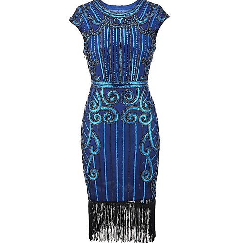 

The Great Gatsby Charleston Vintage 1920s The Great Gatsby Roaring Twenties Vacation Dress Flapper Dress Women's Sequins Costume Golden / Black / Burgundy Vintage Cosplay Party Homecoming Prom