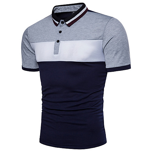 

Men's Color Block Black & White Basic Polo - Cotton Active Daily Shirt Collar Red / Yellow / Light gray / Summer / Short Sleeve