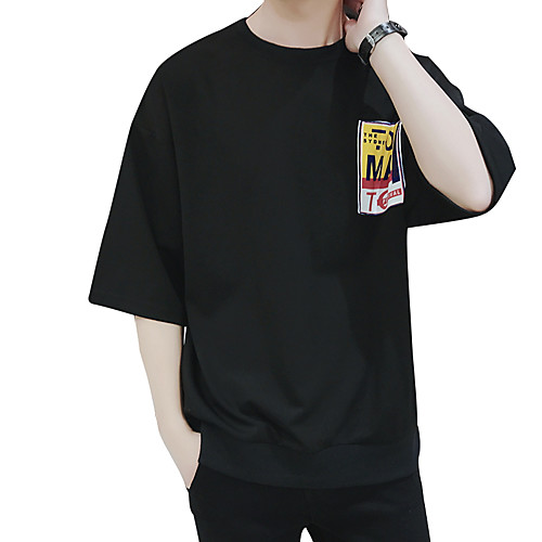 

Men's T shirt Letter Print Half Sleeve Daily Tops Cotton Basic White Black