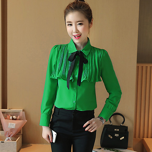 

Women's Shirt Solid Color Modern Style Long Sleeve Daily Wear Tops Classic & Timeless White Green Beige