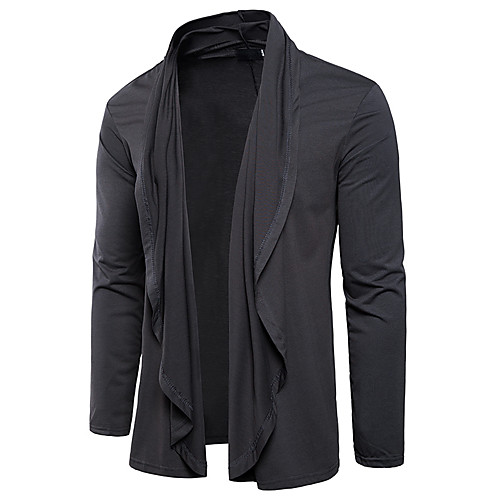 

Men's Solid Colored Slim T-shirt - Cotton Street chic Daily Going out Black / Gray / Spring / Summer / Long Sleeve