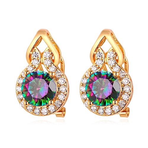 

Women's Opal Stud Earrings Ladies Simple Fashion Gold Plated Earrings Jewelry Gold / Silver For Evening Party Date