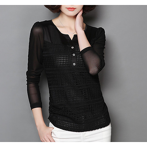 

Women's Blouse Solid Colored Modern Style Long Sleeve Daily Tops Basic White Black