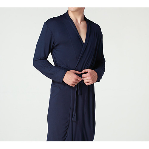 

Men's Basic Robes / Uniforms & Cheongsams Nightwear Solid Colored Navy Blue L XL XXL / V Neck