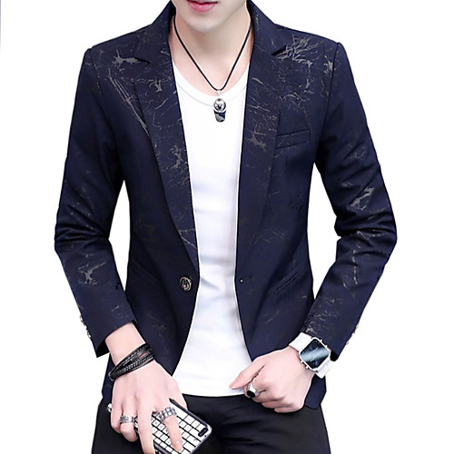 

White / Black / Wine Print / Color Block Slim Acrylic / Polyester Men's Suit - Notch lapel collar / Fall / Spring / Long Sleeve / Business Casual
