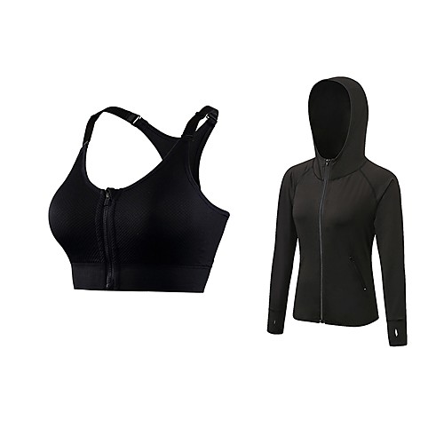 

Women's Sports Bra Top Activewear Set Jogging Quick Dry Breathability Black Purple Fuchsia Green Blue Solid Colored / Stretchy