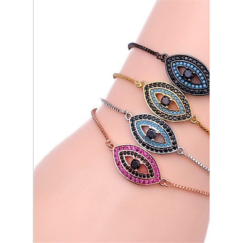 

Women's Cubic Zirconia Chain Bracelet Ladies Formal Simple Fashion Stainless Steel Bracelet Jewelry Black / Silver / Rose Gold Evil Eye For Gift Daily / Gold Plated