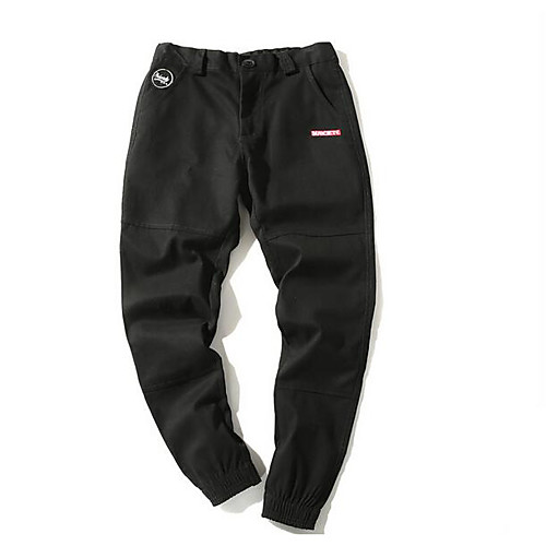 

Men's Cotton Linen Daily Harem Sweatpants Pants Solid Colored Full Length Black Army Green Khaki / Spring