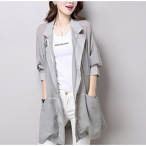 

Women's Trench Coat Solid Colored Pleated Vintage Spring Trench Coat Regular Daily Long Sleeve Acrylic Coat Tops Blushing Pink