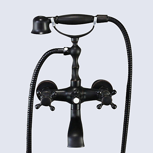 

Bathtub Faucet - Traditional Oil-rubbed Bronze Wall Mounted Ceramic Valve Bath Shower Mixer Taps