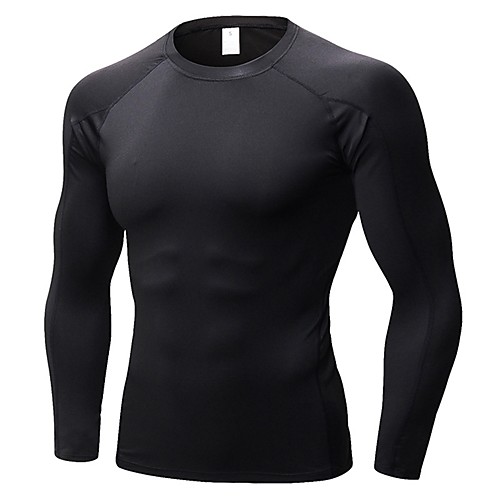 

Men's Compression Shirt Sports Solid Colored Tee / T-shirt Compression Clothing Exercise & Fitness Long Sleeve Activewear Breathability Stretchy