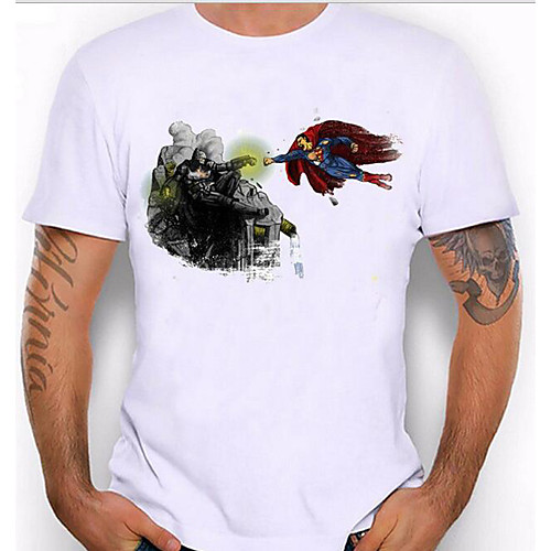 

Men's T shirt Plus Size Short Sleeve Daily Tops Punk & Gothic Boho White