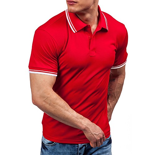 

Men's Solid Colored Polo - Cotton Sports Going out Round Neck White / Black / Purple / Red / Yellow / Fuchsia / Orange / Light Blue / Short Sleeve