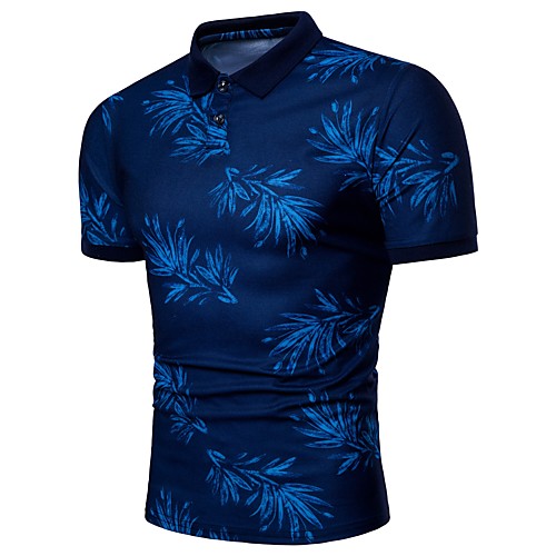 

Men's Polo Trees / Leaves Plus Size Print Short Sleeve Daily Tops Active Blue Red