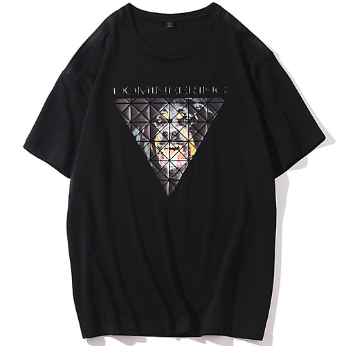 

Men's T shirt Geometric Short Sleeve Daily Tops Streetwear White Black