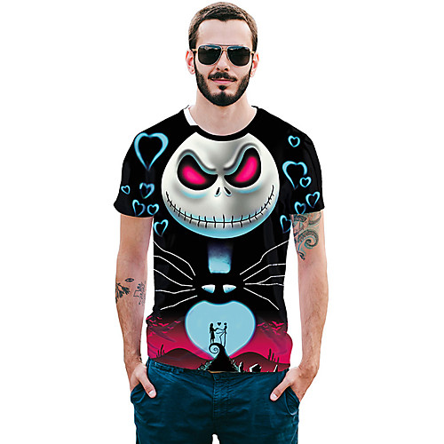 

Men's T shirt Color Block Animal Print Short Sleeve Daily Tops Cotton Streetwear Exaggerated Rainbow