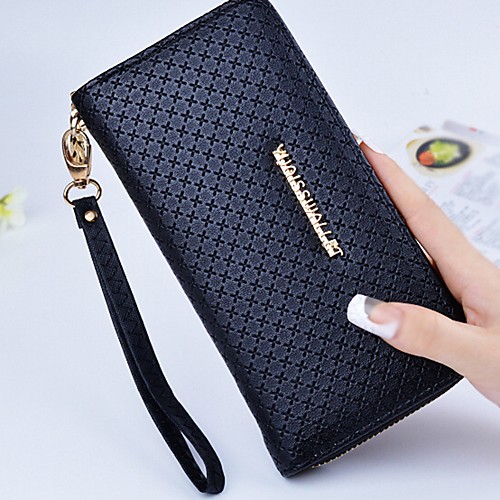 

Women's Bags PU Leather Wallet Wristlet Bag Zipper Geometric Daily Black