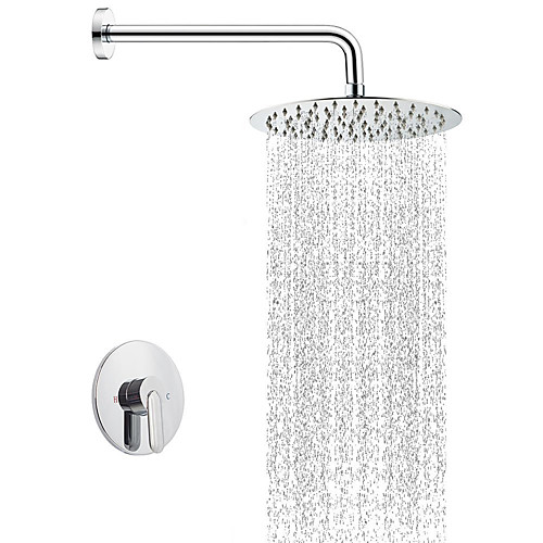 

Shower Faucet - Contemporary Chrome Shower System Ceramic Valve Bath Shower Mixer Taps / Brass / Single Handle Three Holes