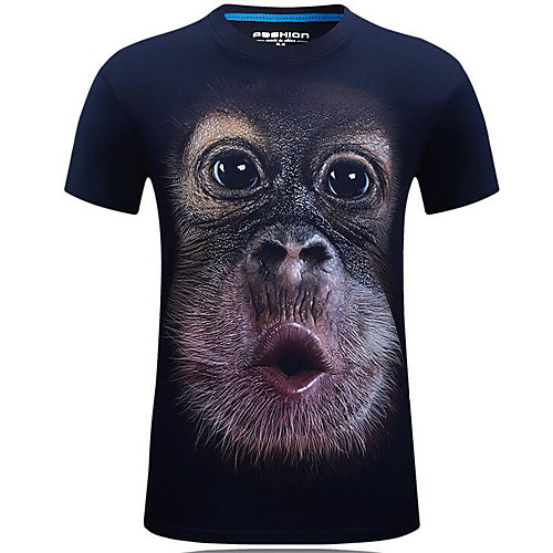 

Men's T shirt Animal Print Short Sleeve Daily Tops Streetwear White Black Navy Blue