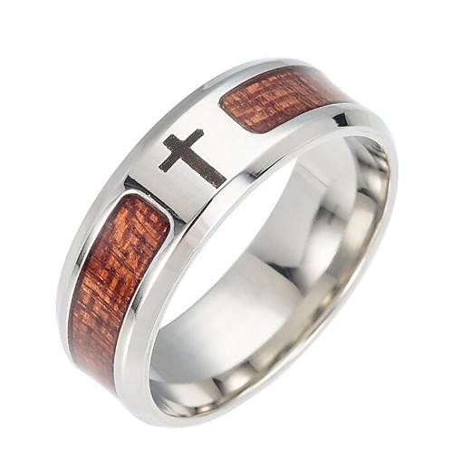 

Men's Band Ring Brown Stainless Steel Steel Stainless Fashion Daily Jewelry Cross