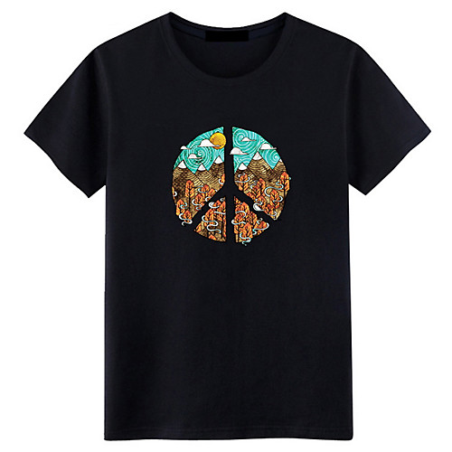 

Men's T shirt Geometric Short Sleeve Daily Tops Streetwear White Black Red