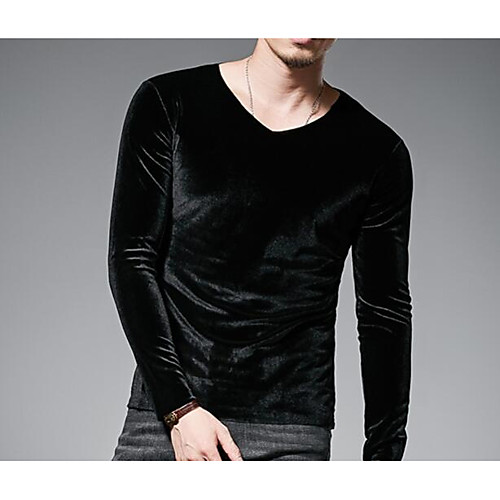 

Men's T shirt Solid Colored Long Sleeve Daily Tops Basic Black Khaki Brown