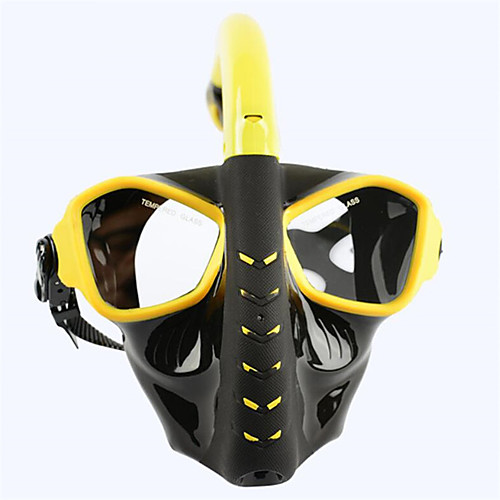 

Snorkel Mask Anti Fog Antifog Explosion-Proof Dry Top Adjustable Strap Two-Window - Swimming Diving Scuba PC - For Adults Yellow Blue Black