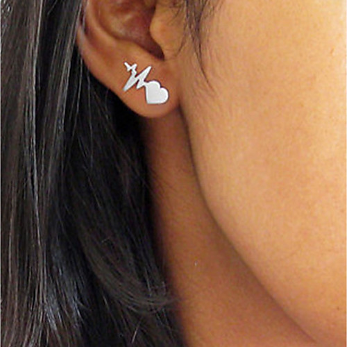 

Women's Stud Earrings Heart Heart Rate heartbeat Ladies Simple Fashion Small Earrings Jewelry Gold / Silver / Rose Gold For Formal Work