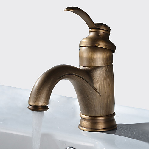 

Bathroom Sink Faucet - Widespread Antique Copper Centerset Single Handle One HoleBath Taps