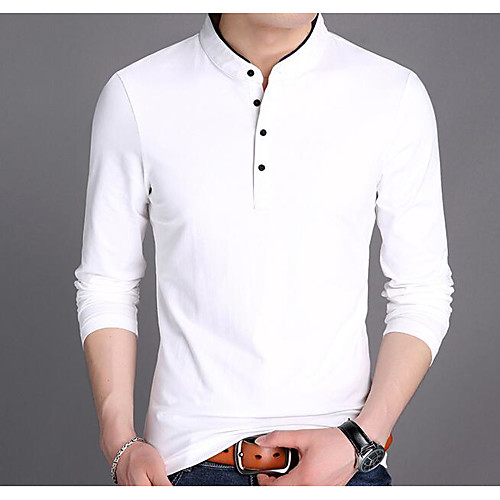 

Men's T shirt Solid Colored Long Sleeve Daily Tops Basic Streetwear White Black Wine