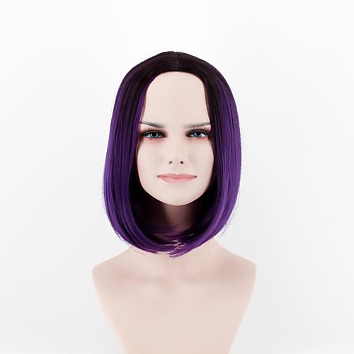 

Synthetic Wig Straight Straight Wig Short Purple Synthetic Hair Women's Natural Hairline Purple