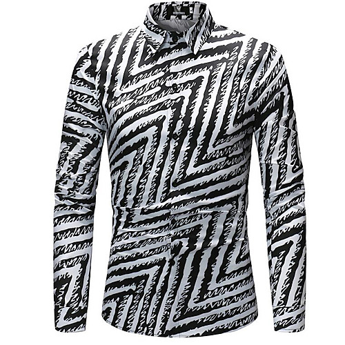 

Men's Shirt Striped Artistic Style Long Sleeve Daily Tops Simple Black