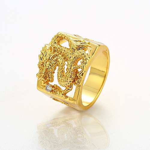 

Statement Ring Gold Copper Gold Plated Dragon Rock 9 10 11 12 / Men's