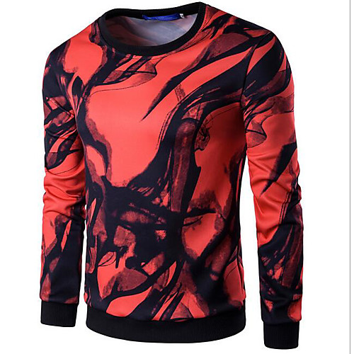 

Men's Sweatshirt Plaid Round Neck Daily Sophisticated Hoodies Sweatshirts Long Sleeve Slim White Red / Spring